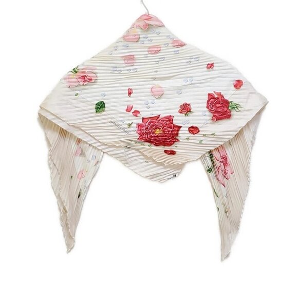 Auth HERMES silk - Cream Pink Multi Silk Scarf - Picture 4 of 4